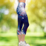 4th of July Fireworks Sparklers Red White Blue Capri Leggings<br><div class="desc">Fun capri pickleball leggings featuring a festive red white and blue fireworks design.  Perfect for the 4th of July,  patriotic event or everyday wear.</div>