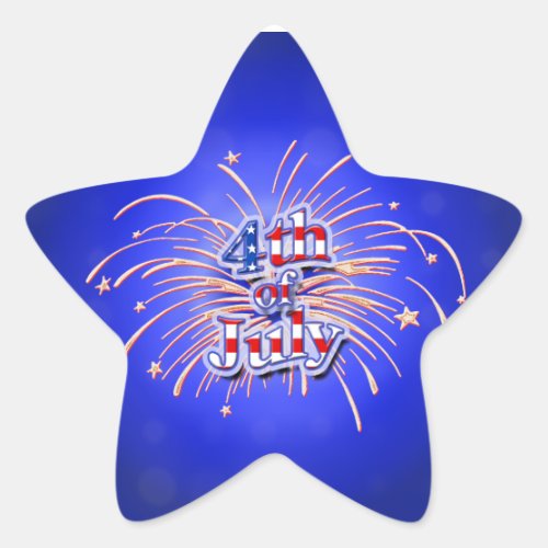 4th of July Fireworks Star Sticker