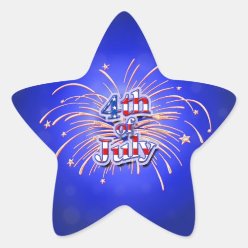 4th of July Fireworks Star Sticker