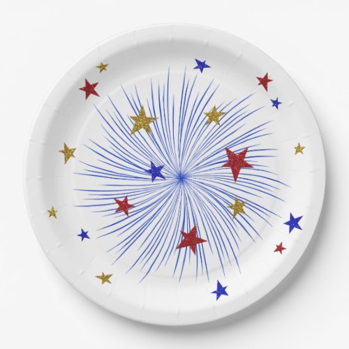 4th of July Fireworks Starbursts Paper Plates 9