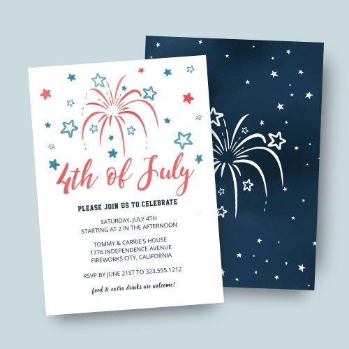 4th of July Fireworks Stars Party Invitation
