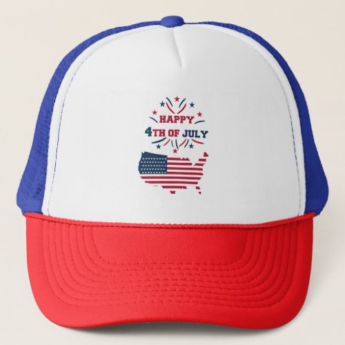 4th of July Fireworks USA Red White Blue Flag  Trucker Hat