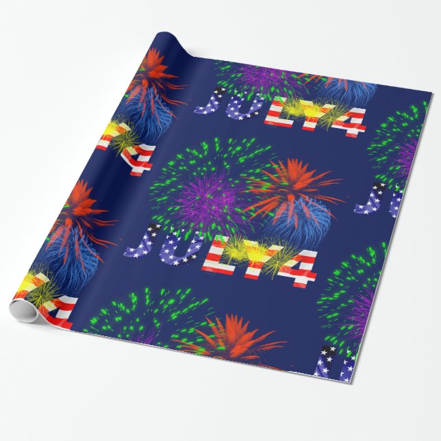 4th of July Fireworks Wrapping Paper (Unrolled)