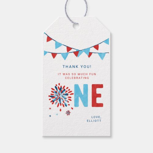 4th of July First Birthday Gift Tags