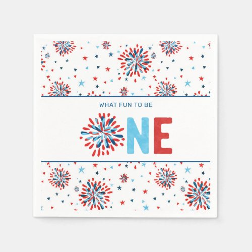 4th of July First Birthday  Napkins