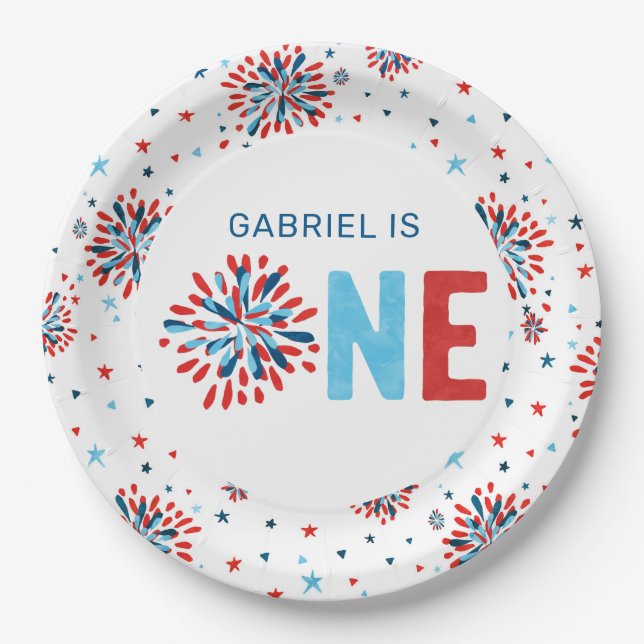 4th of July First Birthday  Paper Plates (Front)
