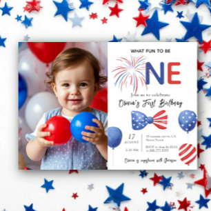4th of July First Birthday Party Invitation