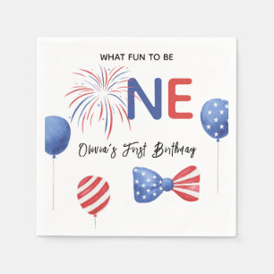 4th of July First Birthday Party Napkins