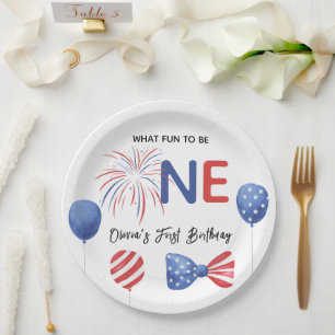 4th of July First Birthday Party Paper Plates
