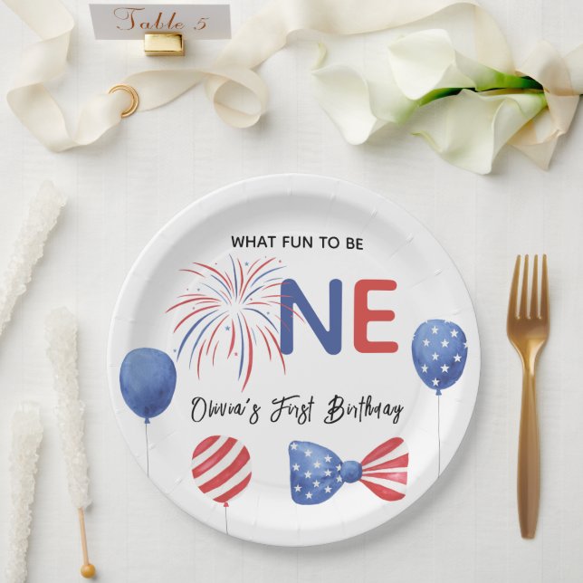 4th of July First Birthday Party Paper Plates (Wedding)