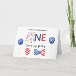 4th of July First Birthday Party Thank You Card