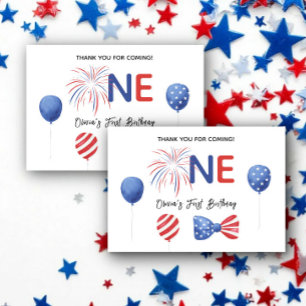 4th of July First Birthday Party Thank You Card