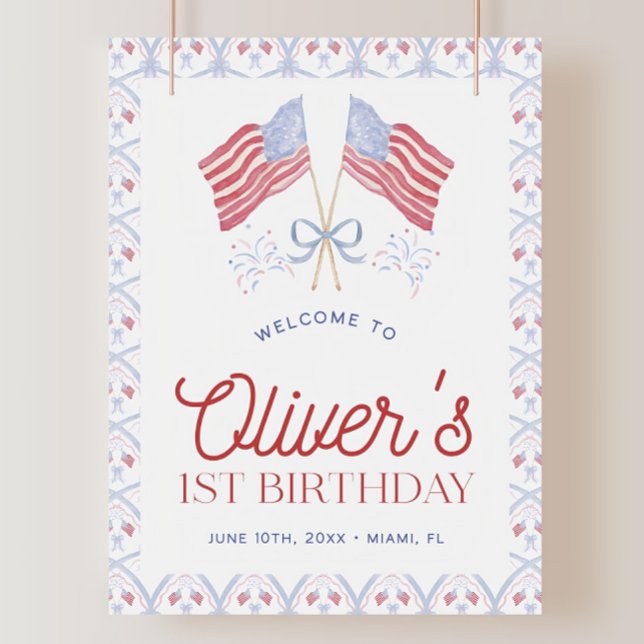 4th of July First Birthday Welcome Sign All Americ (Creator Uploaded)