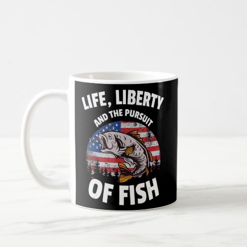4th Of July Fishing American Flag Pursuit Of Fish  Coffee Mug