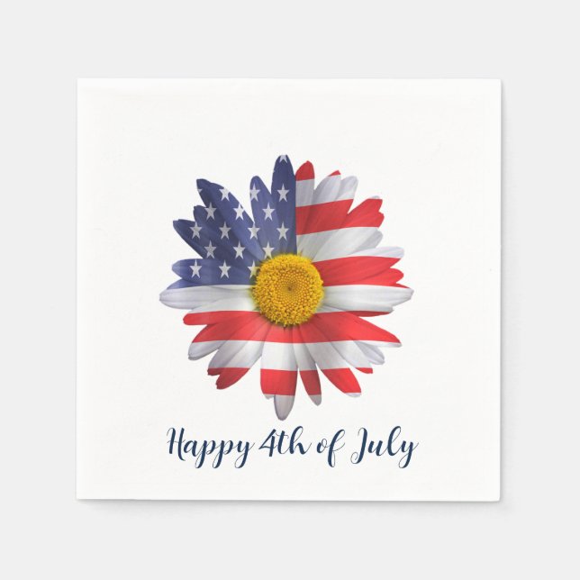 4th of July Flag Daisy  Napkins (Front)