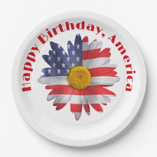 4th of July Flag Daisy  Paper Plates