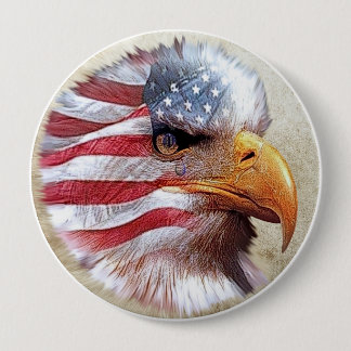 4th Of July Flag & Eagle Button