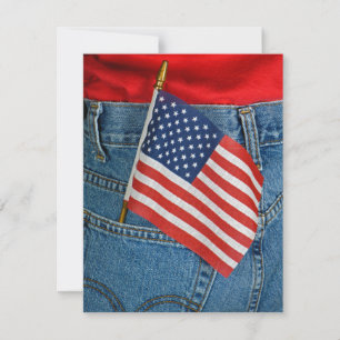 4th Of July Flag In Jean Pocket Invitation