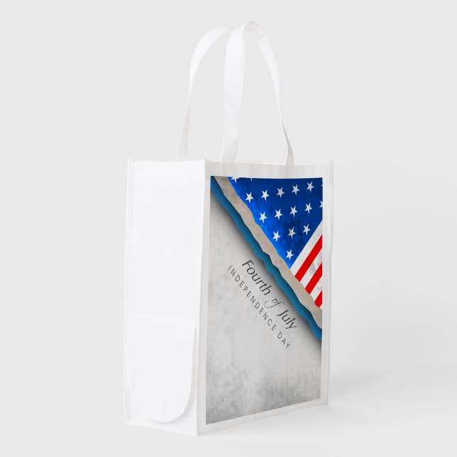 4th of July Flag - Independence Day Grocery Bag (Front Side)