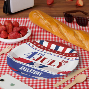4th of July Flag of America Artsy Custom Paper Plates