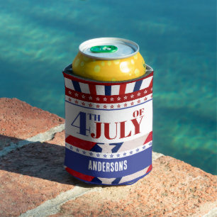 4th of July Flag of America Custom Can Cooler