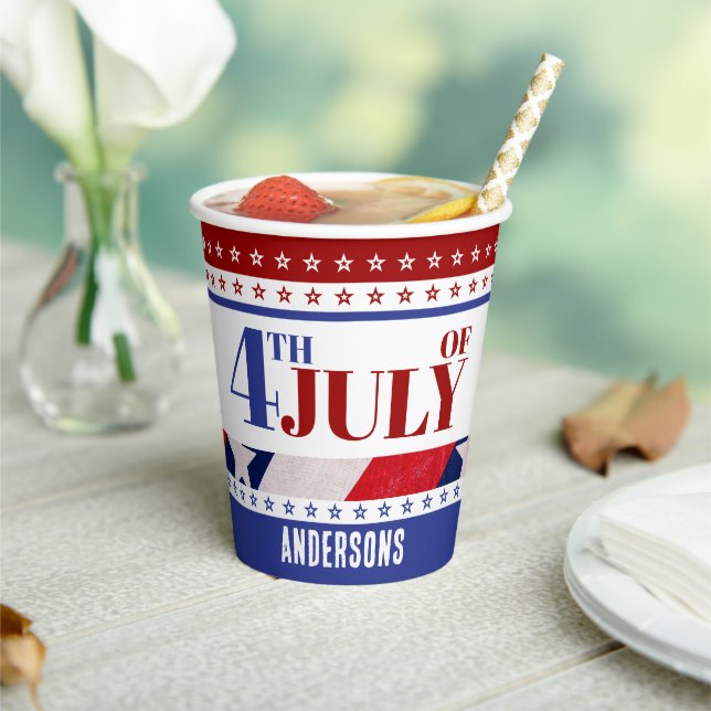 4th of July Flag of America Custom Paper Cups (Insitu)