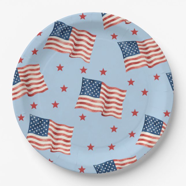 4th of July Flag Party Plates  (Front)