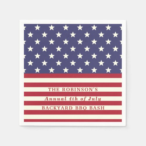 4th of July Flag Patriotic Stars Stripes  Custom Napkins