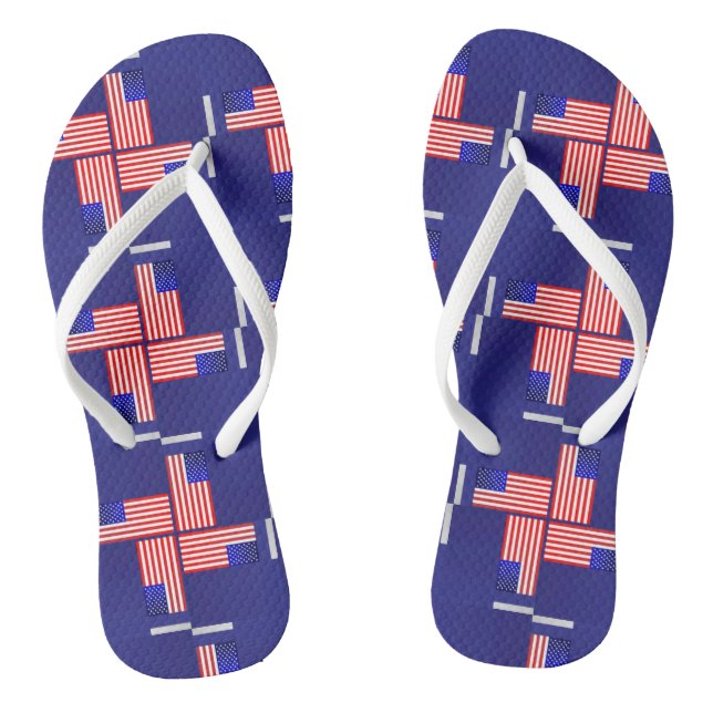 4th of july FLAG pattern  Flip Flops (Footbed)