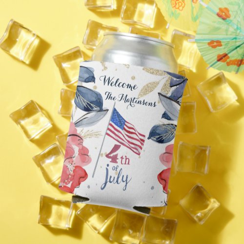 4th of July Flag Personalized Stylish   Can Cooler