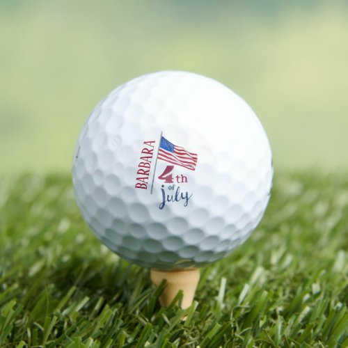 4th of July Flag Personalized Stylish     Golf Balls