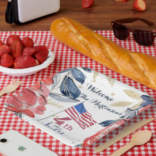 4th of July Flag Personalized Stylish Paper Plates