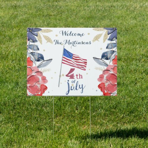 4th of July Flag Personalized Stylish    Sign