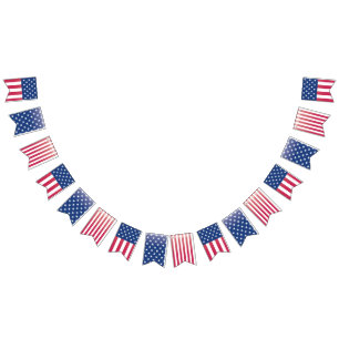 4th of July, Flag, Red, White & Blue Bunting Flags