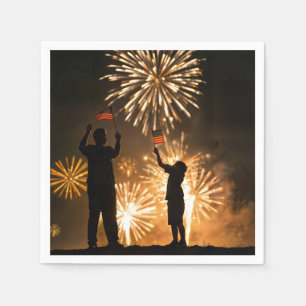 4th of July Flags and Fireworks Napkins