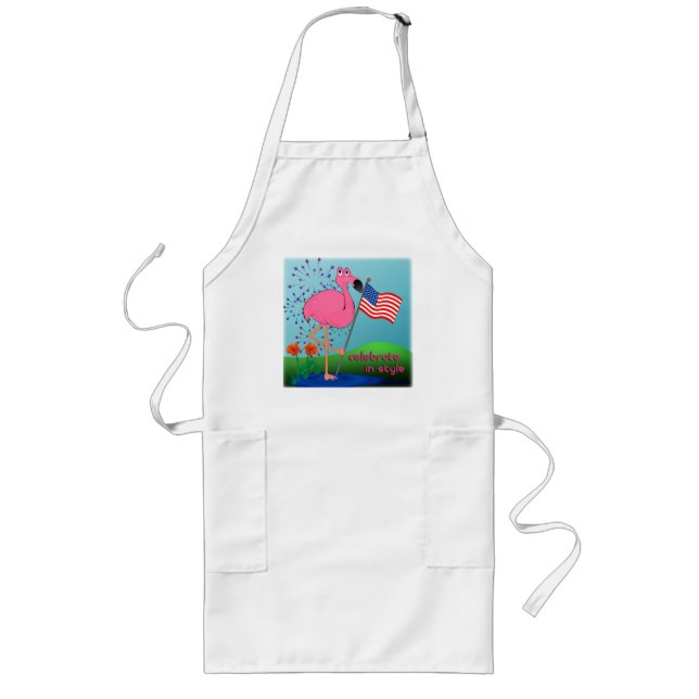 4th of July Flamingo BBQ Apron (Front)