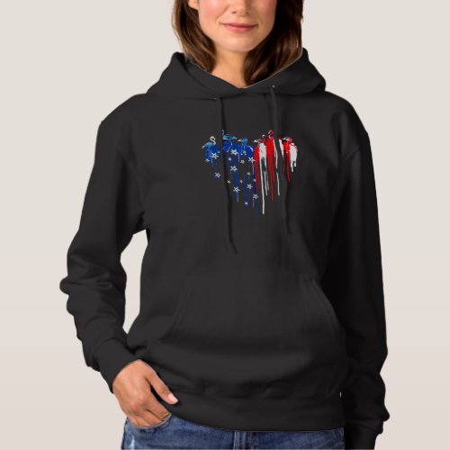 4th Of July Flamingo Heart American Flag Independe Hoodie