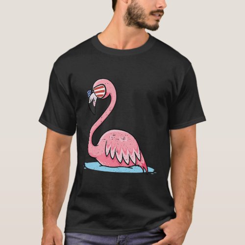 4th Of July Flamingo Wearing USA Sunglasses T_Shirt