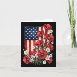 4th Of July Floral American Flag Independence Day  Card