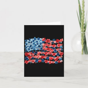 4th of July Floral July 4th American Flag Memorial Card