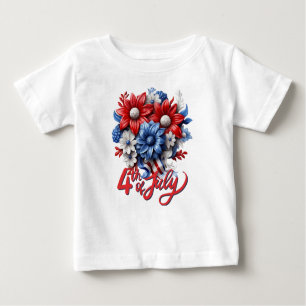 4th of July Flowers in Red White & Blue Patriotic Baby T-Shirt