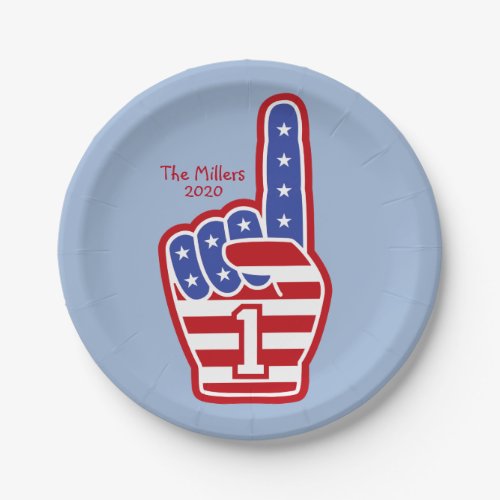 4th Of July Foam Finger USA Paper Plate