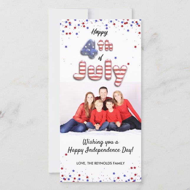 4th of July Foil Balloons Stars Stripe - Photocard (Front)