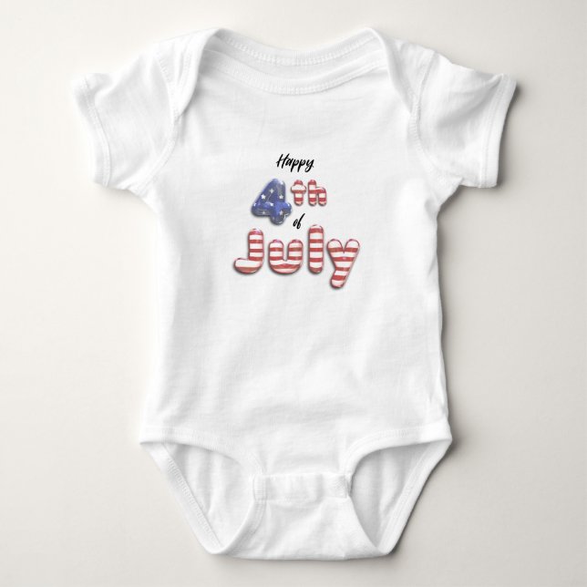 4th of July Foil Balloons Stars Stripes - Bodysuit (Front)