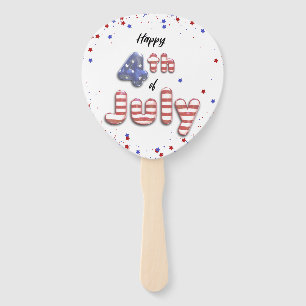 4th of July Foil Balloons Stars Stripes - Hand Fan