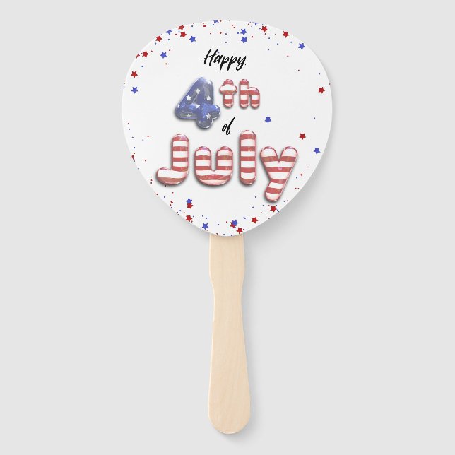 4th of July Foil Balloons Stars Stripes - Hand Fan (Front)