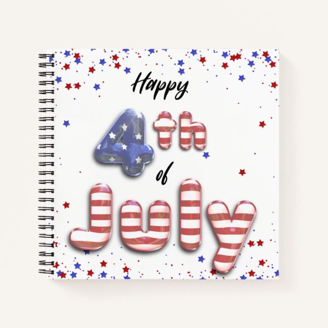 4th of July Foil Balloons Stars Stripes - Notebook (Front)