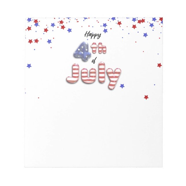 4th of July Foil Balloons Stars Stripes - Notepad (Front)