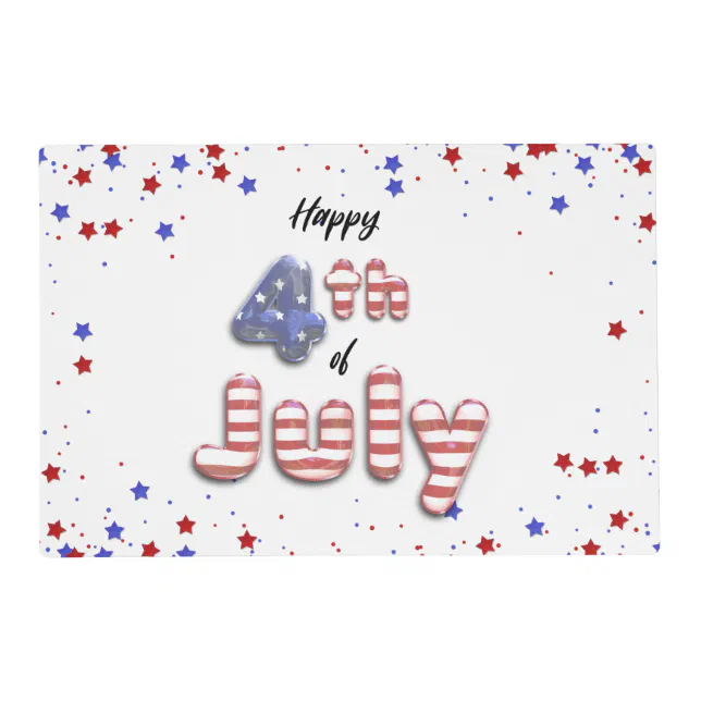 4th of July Foil Balloons Stars Stripes - Placemat | Zazzle