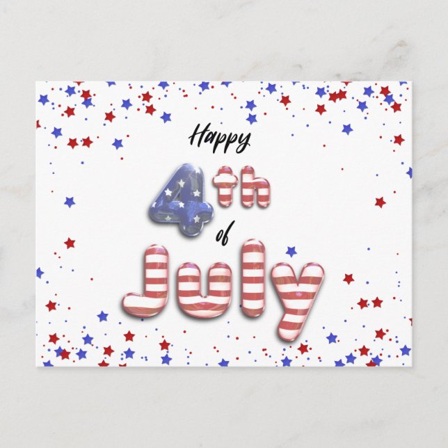 4th of July Foil Balloons Stars Stripes - Postcard (Front)